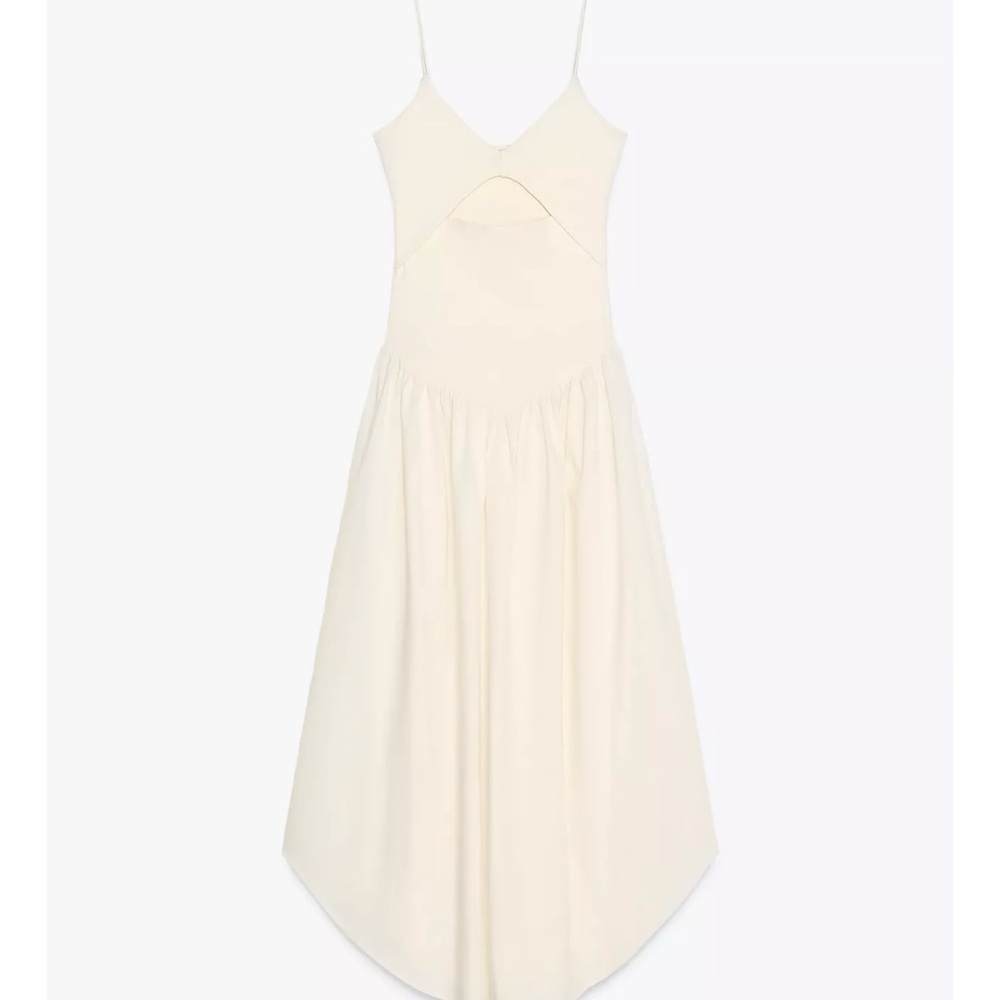 Zara Cream Cut Out Combination Dress - Picture 2 of 3